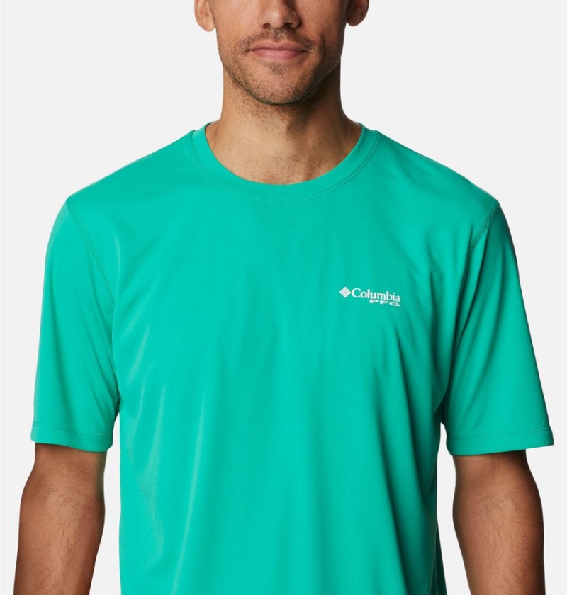 Green Columbia PFG Zero Rules Short Sleeve Men's T-Shirt | 41370PWNQ