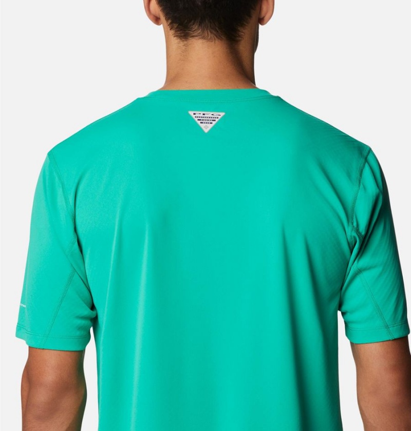 Green Columbia PFG Zero Rules Short Sleeve Men's T-Shirt | 41370PWNQ