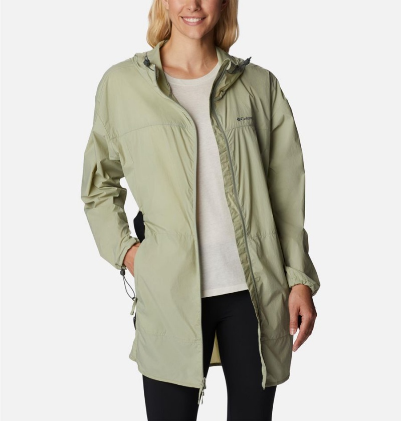 Green Columbia Parkette Long Wind Jacket Women's Windbreaker | 18935AMIO