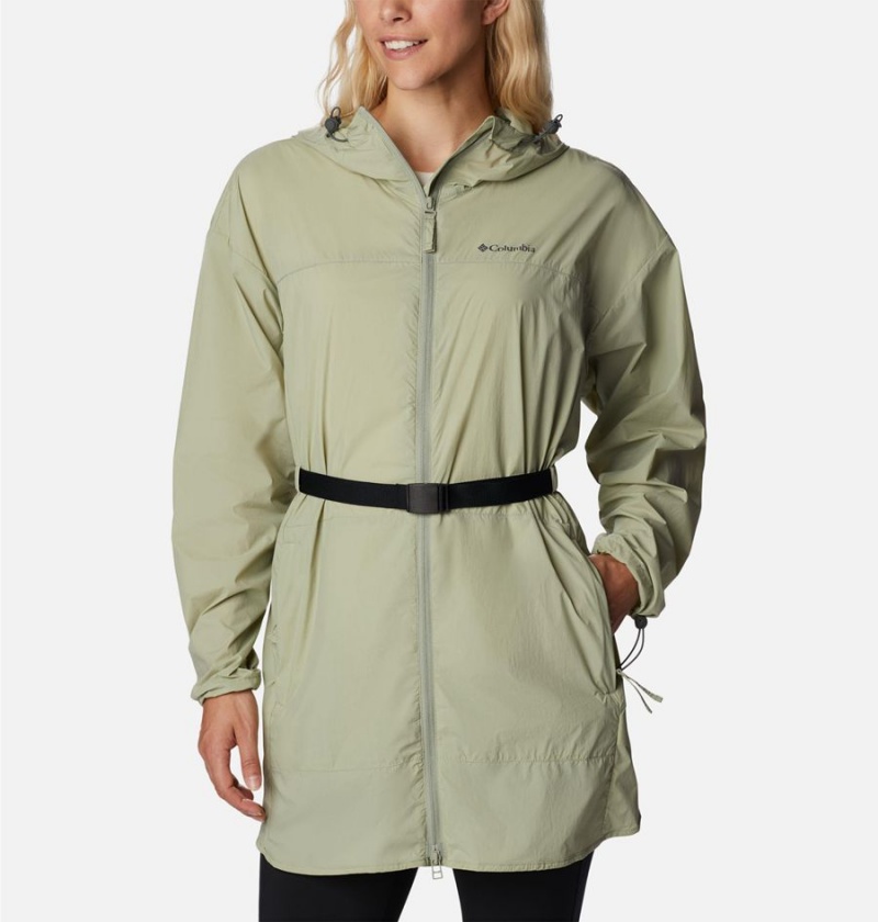 Green Columbia Parkette Long Wind Jacket Women\'s Windbreaker | 18935AMIO