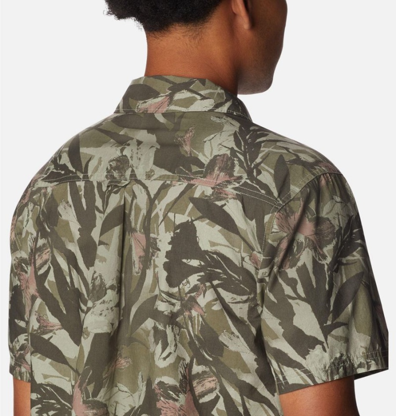 Green Columbia Pine Canyon Short Sleeve Men's Shirt | 92473MJNO