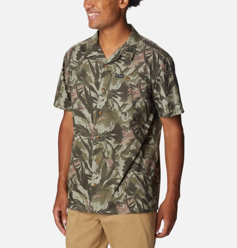 Green Columbia Pine Canyon Short Sleeve Men's Shirt | 92473MJNO