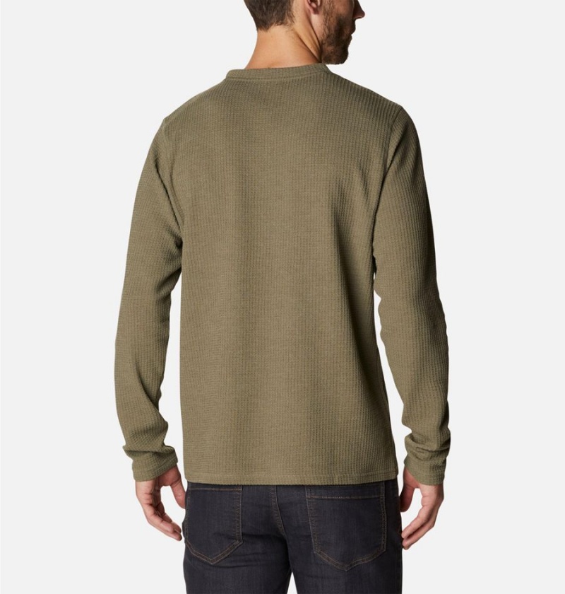 Green Columbia Pine Peak II Waffle Long Sleeve Crew Men's T-Shirt | 37896XJGB