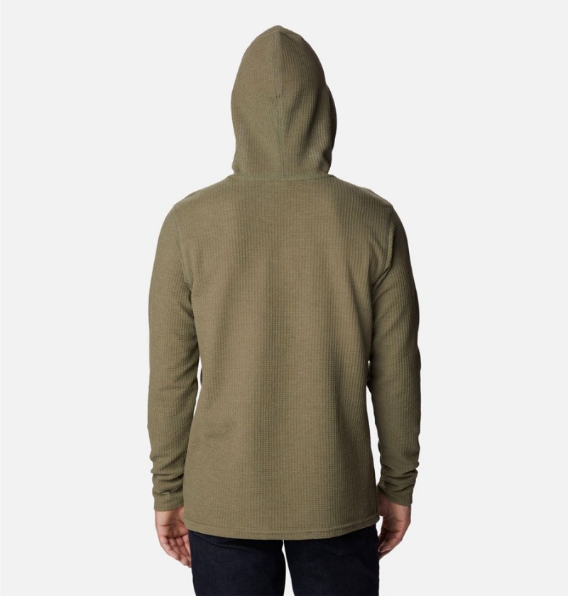 Green Columbia Pine Peak Waffle Men's Hoodie | 06371PVDJ