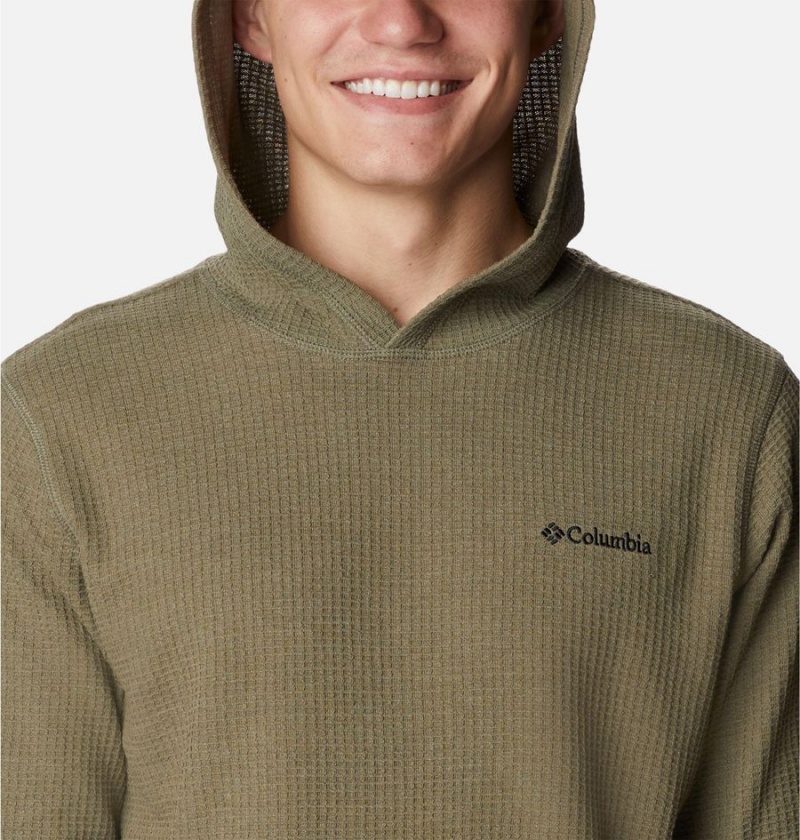 Green Columbia Pine Peak Waffle Men's Hoodie | 06371PVDJ