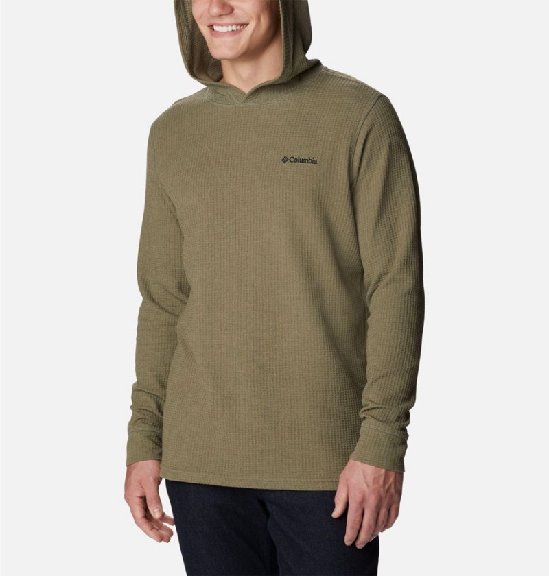 Green Columbia Pine Peak Waffle Men's Hoodie | 06371PVDJ