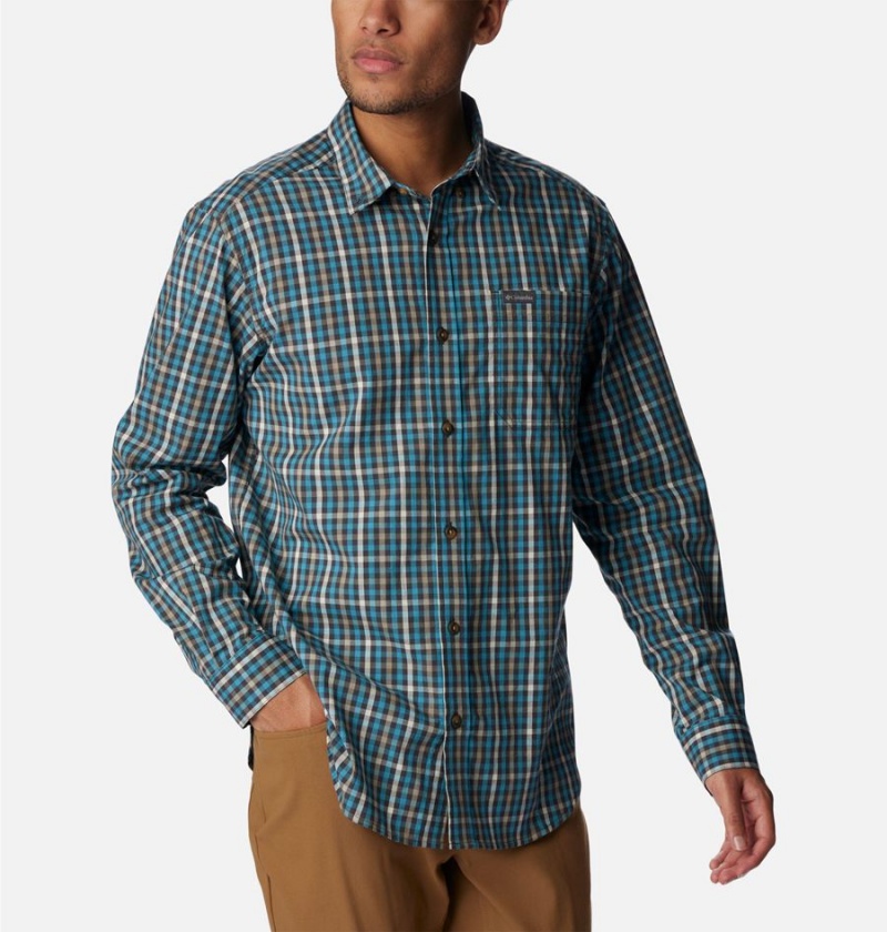 Green Columbia Rapid Rivers II Long Sleeve Men's Shirt | 56032HCDU