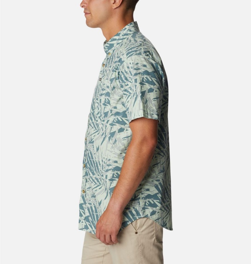 Green Columbia Rapid Rivers Printed Short Sleeve Men's Shirt | 12638AMYD