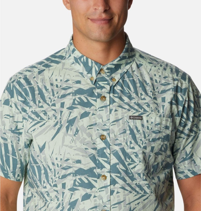 Green Columbia Rapid Rivers Printed Short Sleeve Men's Shirt | 12638AMYD