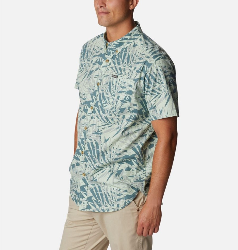 Green Columbia Rapid Rivers Printed Short Sleeve Men's Shirt | 12638AMYD