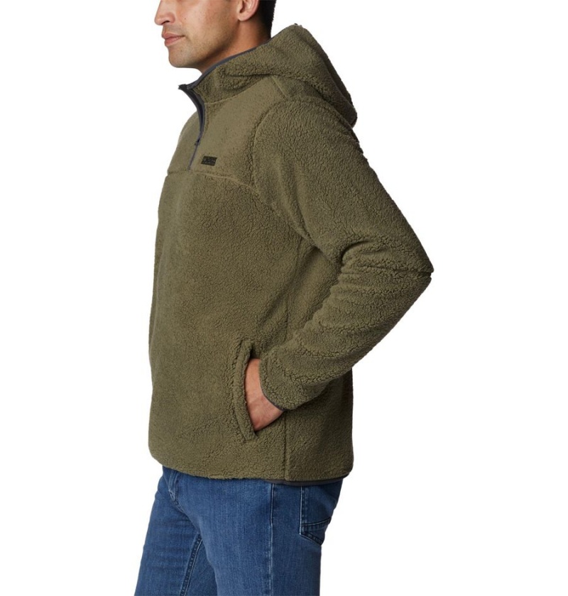 Green Columbia Rugged Ridge III Sherpa Pullover Men's Hoodie | 74890KVQL