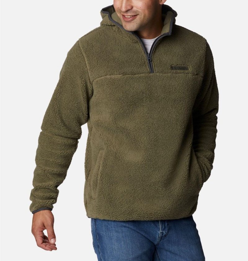 Green Columbia Rugged Ridge III Sherpa Pullover Men's Hoodie | 74890KVQL