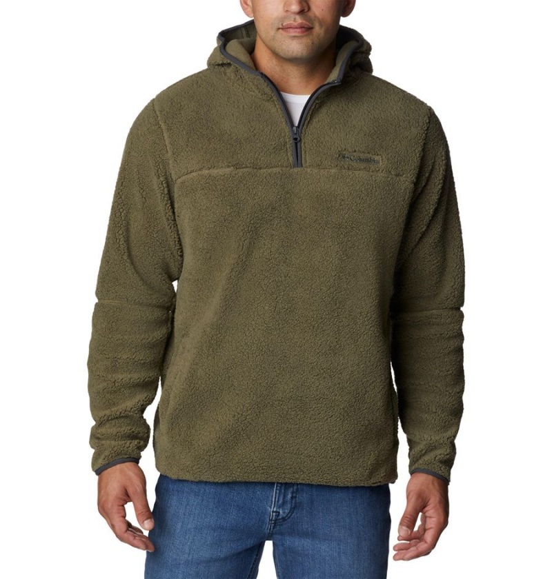 Green Columbia Rugged Ridge III Sherpa Pullover Men\'s Hoodie | 74890KVQL