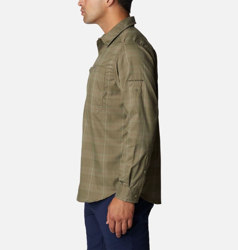 Green Columbia Silver Ridge Utility Lite Plaid Long Sleeve Men's Shirt | 09361NCEK