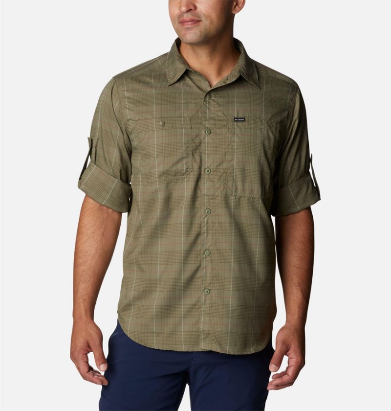 Green Columbia Silver Ridge Utility Lite Plaid Long Sleeve Men's Shirt | 09361NCEK