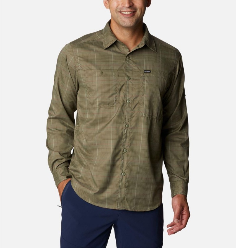 Green Columbia Silver Ridge Utility Lite Plaid Long Sleeve Men\'s Shirt | 09361NCEK