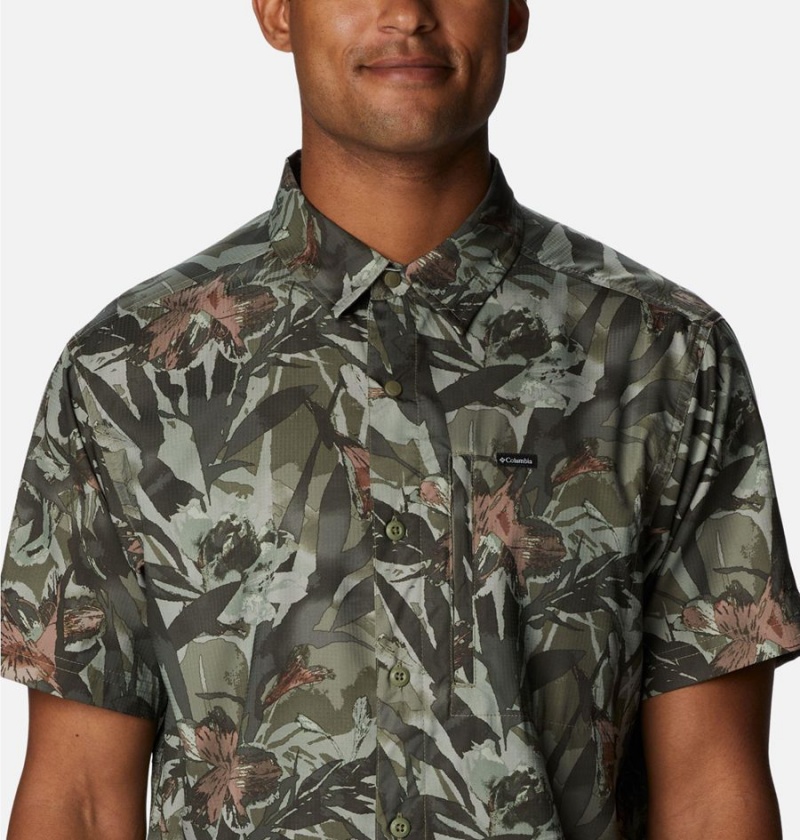 Green Columbia Silver Ridge Utility Lite Novelty Short Sleeve Men's Shirt | 10365AIZH