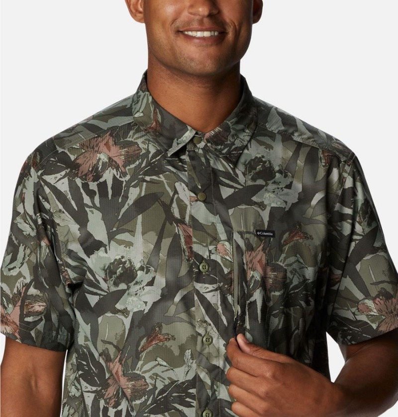 Green Columbia Silver Ridge Utility Lite Novelty Short Sleeve Men's Shirt | 10365AIZH