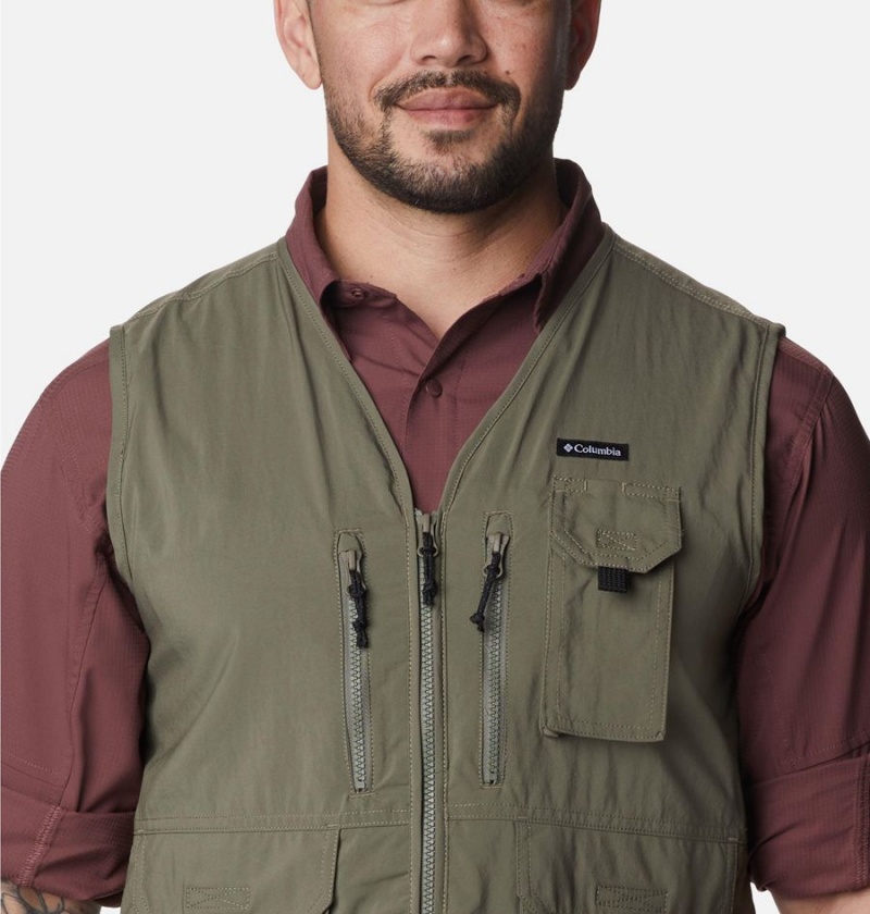 Green Columbia Silver Ridge Utility Men's Vest | 81364AGOQ