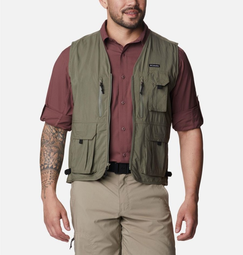 Green Columbia Silver Ridge Utility Men's Vest | 81364AGOQ