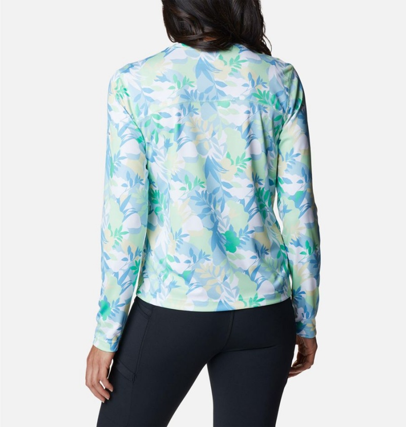 Green Columbia Summerdry Long Sleeve Printed Women's T-Shirt | 61854GCNY