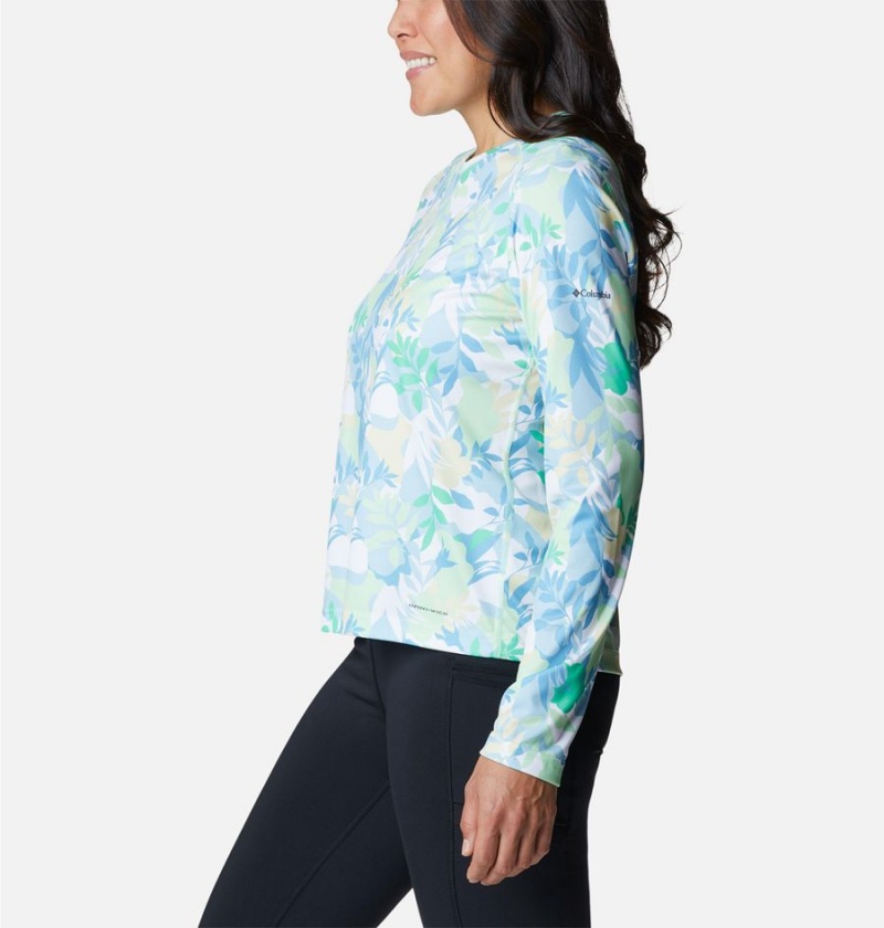 Green Columbia Summerdry Long Sleeve Printed Women's T-Shirt | 61854GCNY