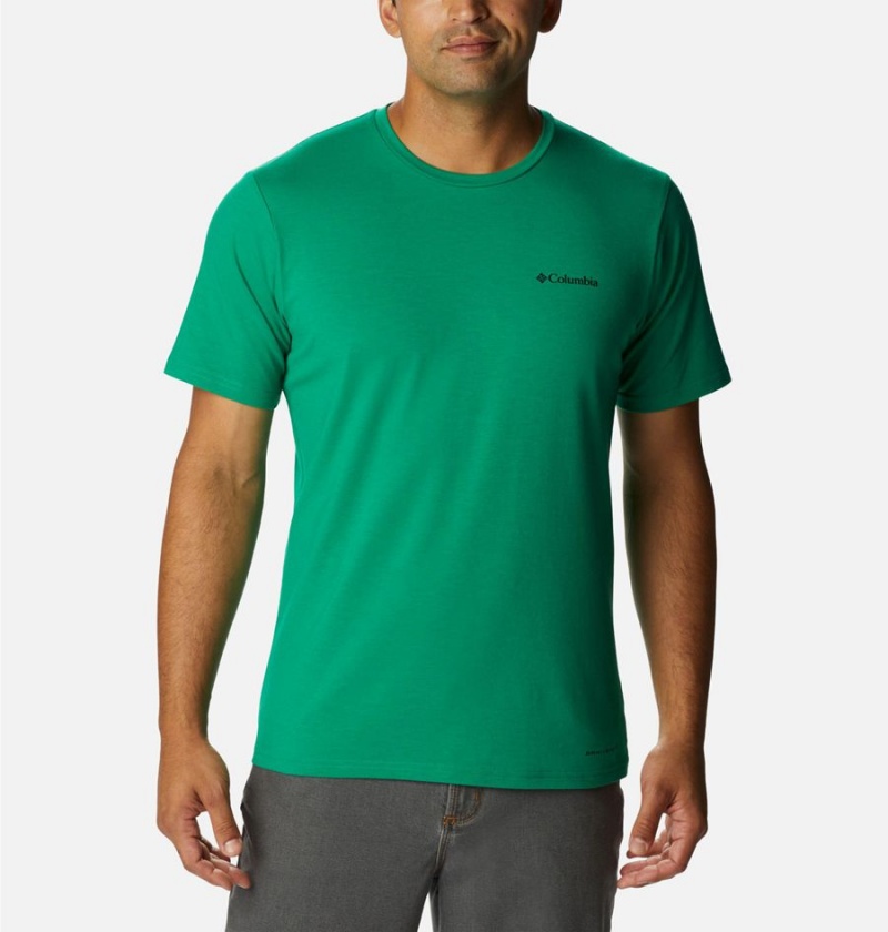 Green Columbia Sun Trek Short Sleeve Men\'s T-Shirt | 30874PNHU