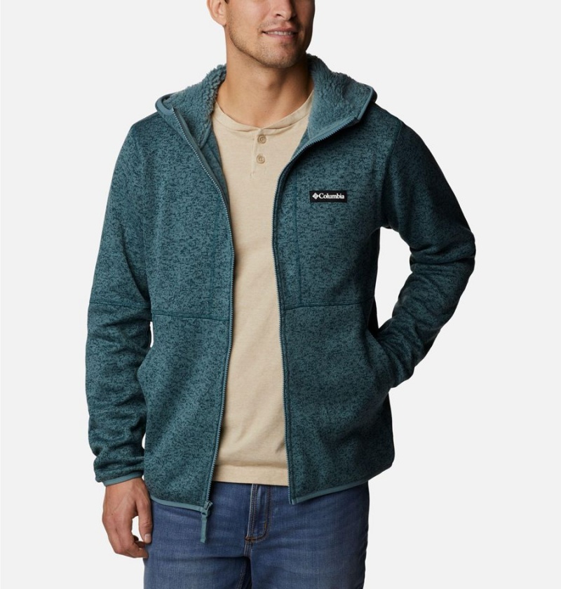 Green Columbia Sweater Weather Full Zip Hoodie Men's Fleece Jacket | 65238HRDL