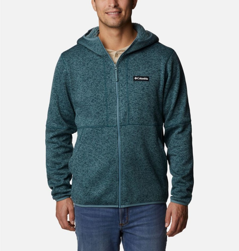 Green Columbia Sweater Weather Full Zip Hoodie Men\'s Fleece Jacket | 65238HRDL