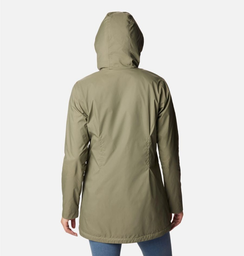 Green Columbia Switchback Lined Long Women's Rain Jacket | 79564NYOF