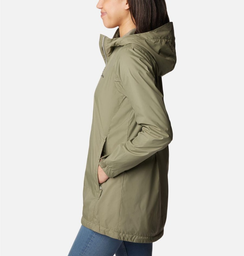 Green Columbia Switchback Lined Long Women's Rain Jacket | 79564NYOF