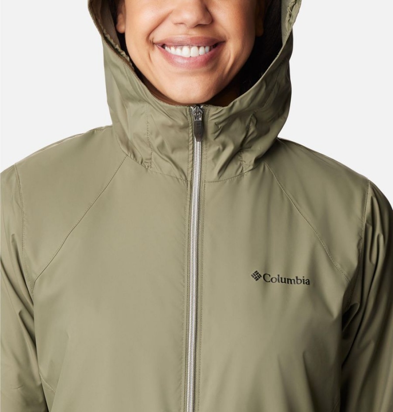 Green Columbia Switchback Lined Long Women's Rain Jacket | 79564NYOF