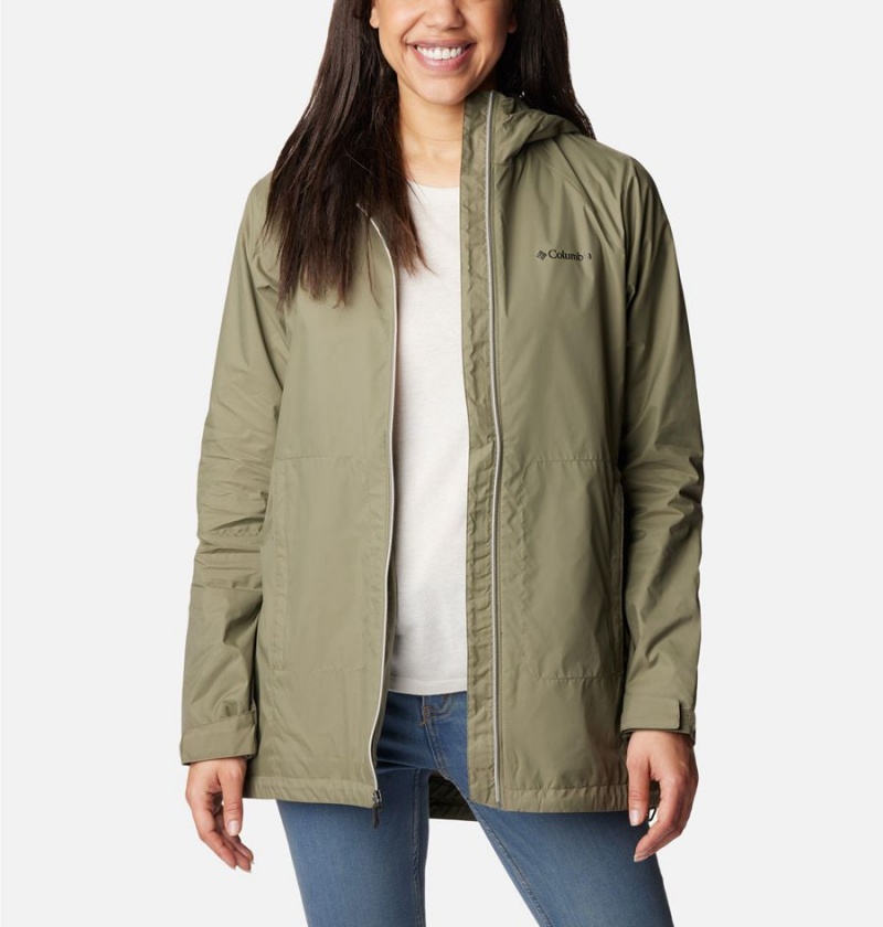 Green Columbia Switchback Lined Long Women's Rain Jacket | 79564NYOF