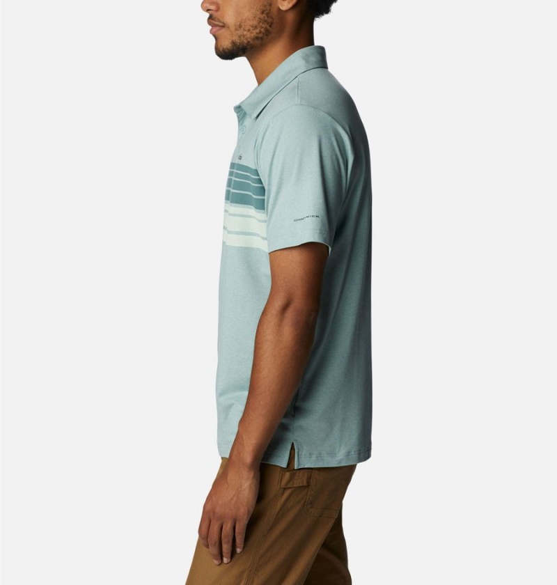 Green Columbia Tech Trail Novelty Men's Polo Shirt | 95130NFPZ