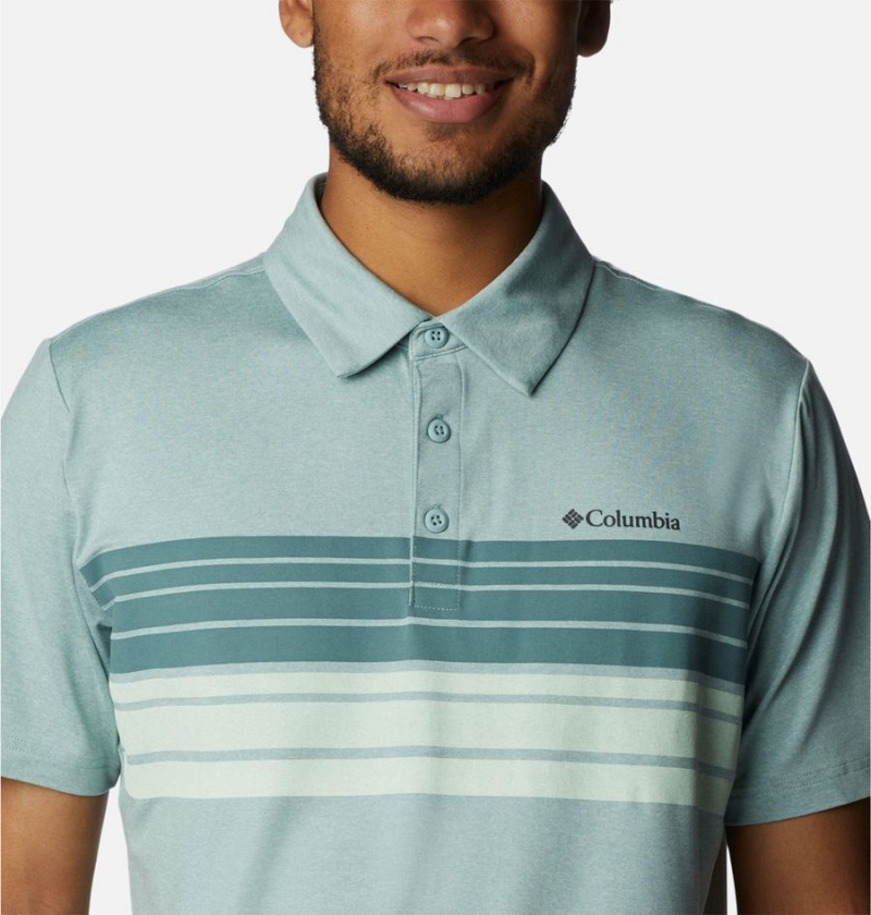 Green Columbia Tech Trail Novelty Men's Polo Shirt | 95130NFPZ