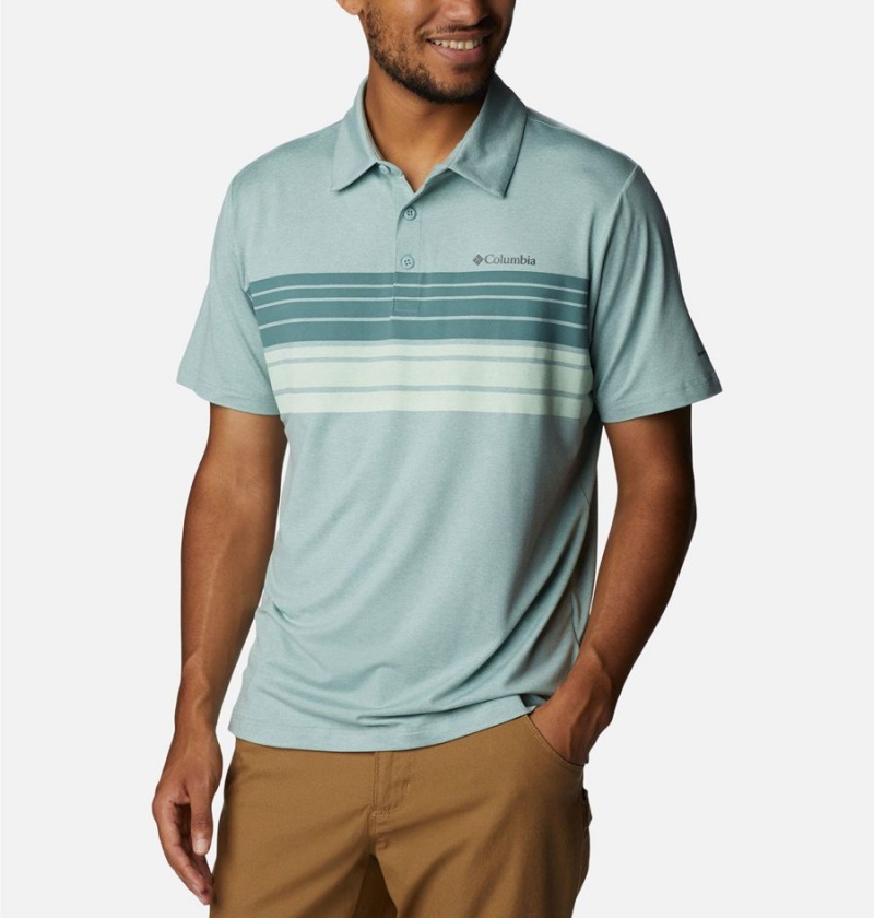 Green Columbia Tech Trail Novelty Men's Polo Shirt | 95130NFPZ