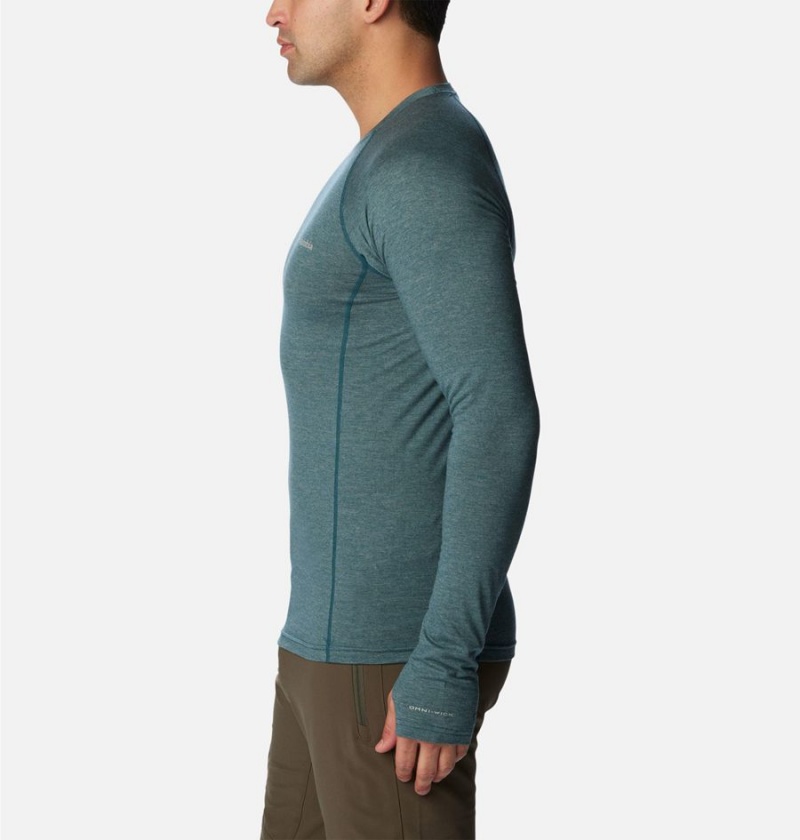 Green Columbia Tunnel Springs Wool Crew Baselayer Men's T-Shirt | 98540ZLXG