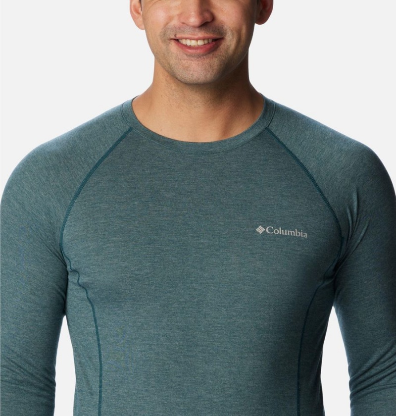 Green Columbia Tunnel Springs Wool Crew Baselayer Men's T-Shirt | 98540ZLXG