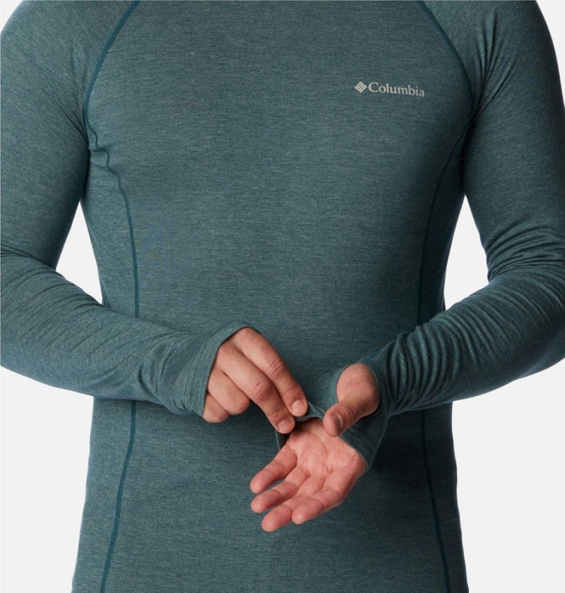 Green Columbia Tunnel Springs Wool Crew Baselayer Men's T-Shirt | 98540ZLXG