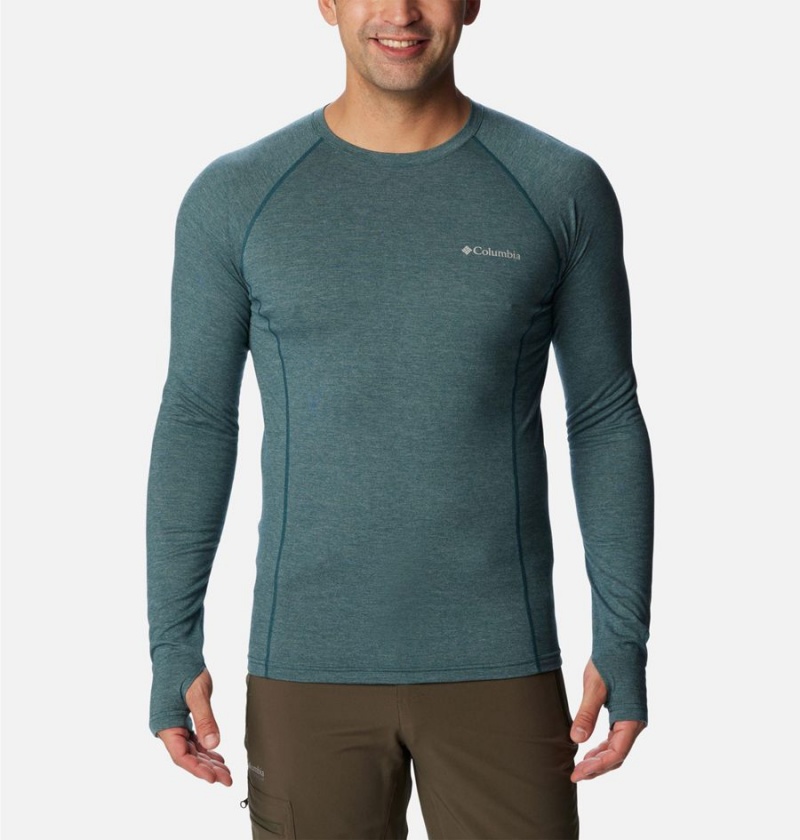 Green Columbia Tunnel Springs Wool Crew Baselayer Men\'s T-Shirt | 98540ZLXG