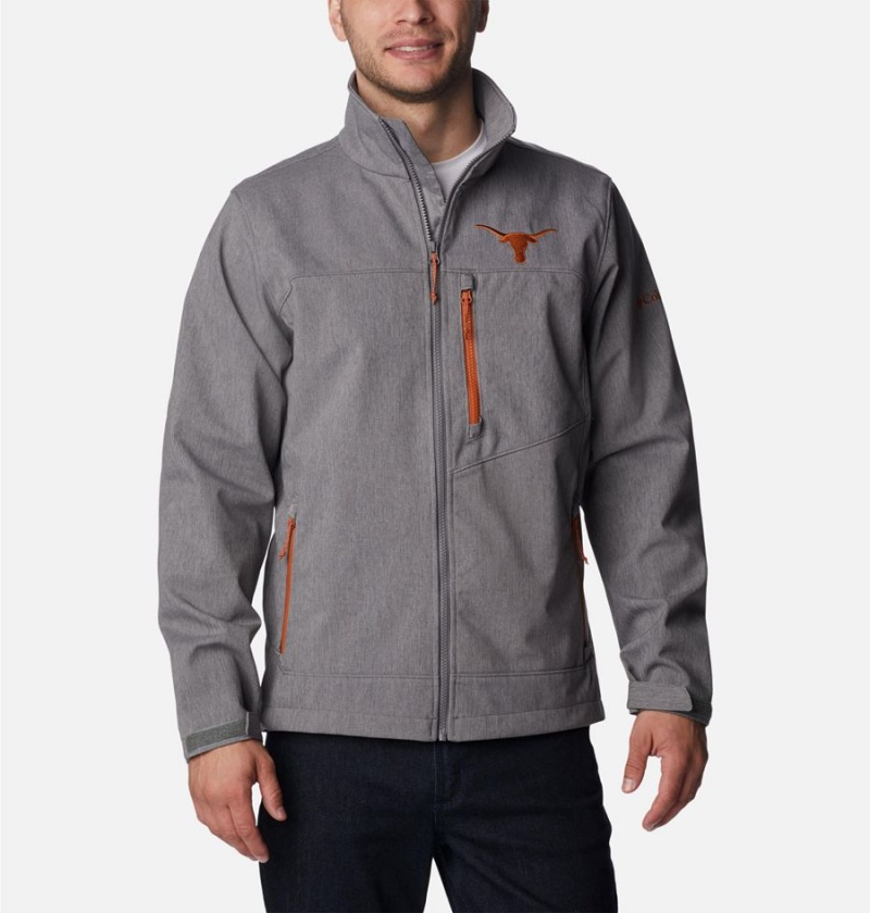 Grey Columbia Collegiate Ascender II - Texas Men\'s Softshell Jackets | 42983LTFO