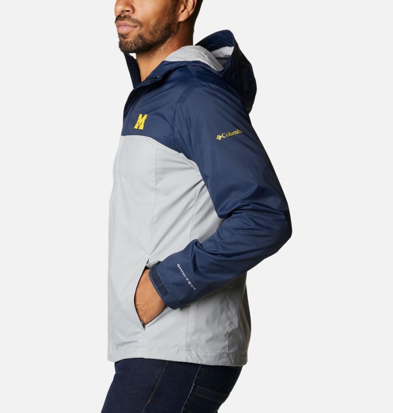 Grey Columbia Collegiate Glennaker Storm - Michigan Men's Rain Jacket | 26749YKCG