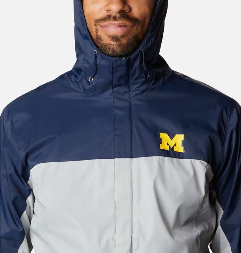 Grey Columbia Collegiate Glennaker Storm - Michigan Men's Rain Jacket | 26749YKCG