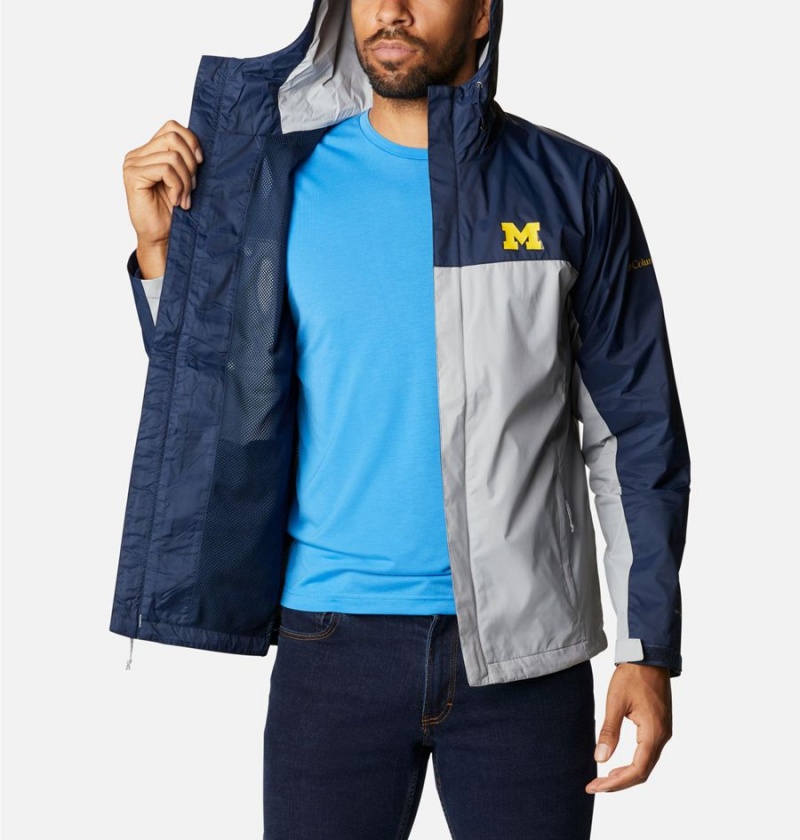 Grey Columbia Collegiate Glennaker Storm - Michigan Men's Rain Jacket | 26749YKCG