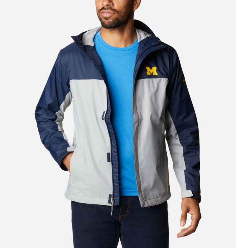 Grey Columbia Collegiate Glennaker Storm - Michigan Men's Rain Jacket | 26749YKCG