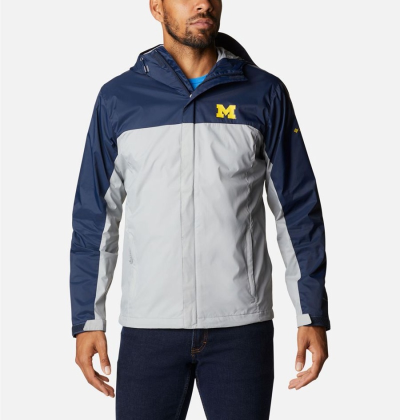 Grey Columbia Collegiate Glennaker Storm - Michigan Men\'s Rain Jacket | 26749YKCG