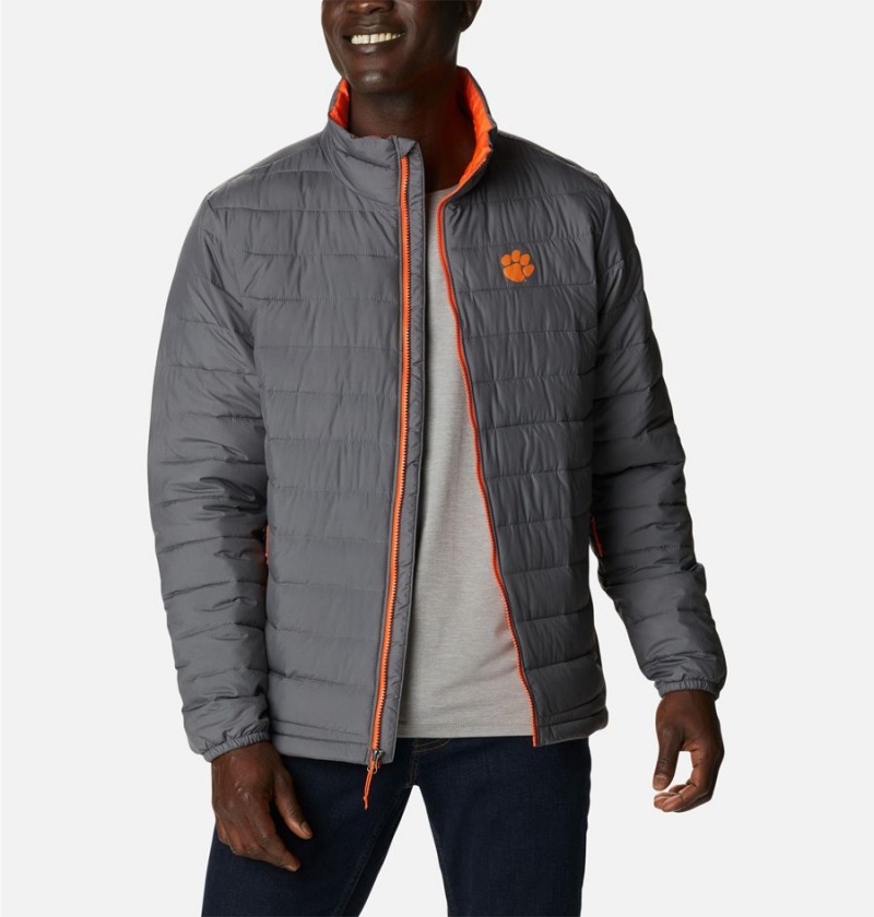 Grey Columbia Collegiate Powder Lite - Clemson Insulated Men's Puffer Jacket | 54903RCVI