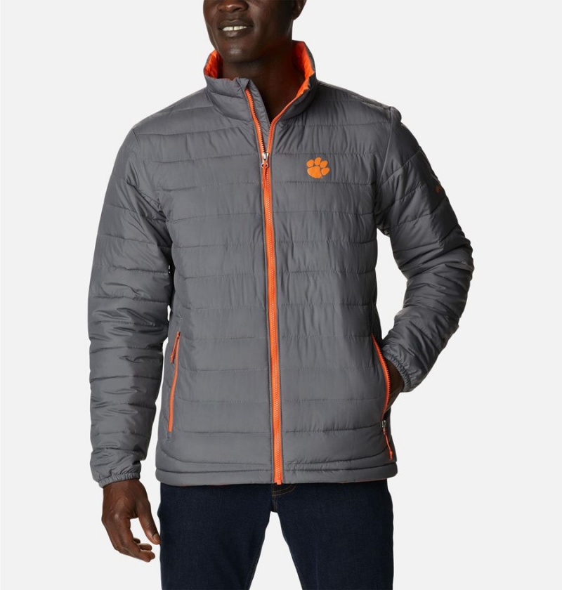 Grey Columbia Collegiate Powder Lite - Clemson Insulated Men\'s Puffer Jacket | 54903RCVI