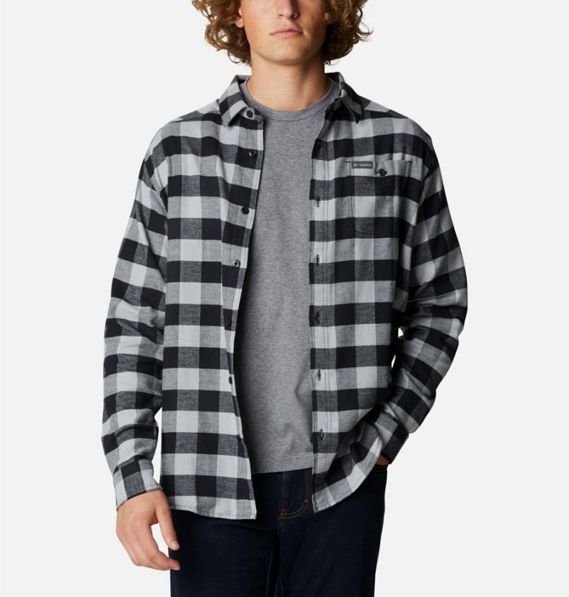 Grey Columbia Cornell Woods Flannel Long Sleeve Men\'s Shirt | 06742DTKA