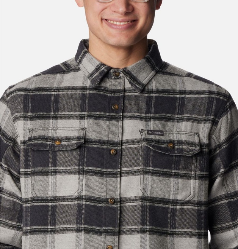 Grey Columbia Deschutes River Heavyweight Flannel Men's Shirt | 47152ZXOU